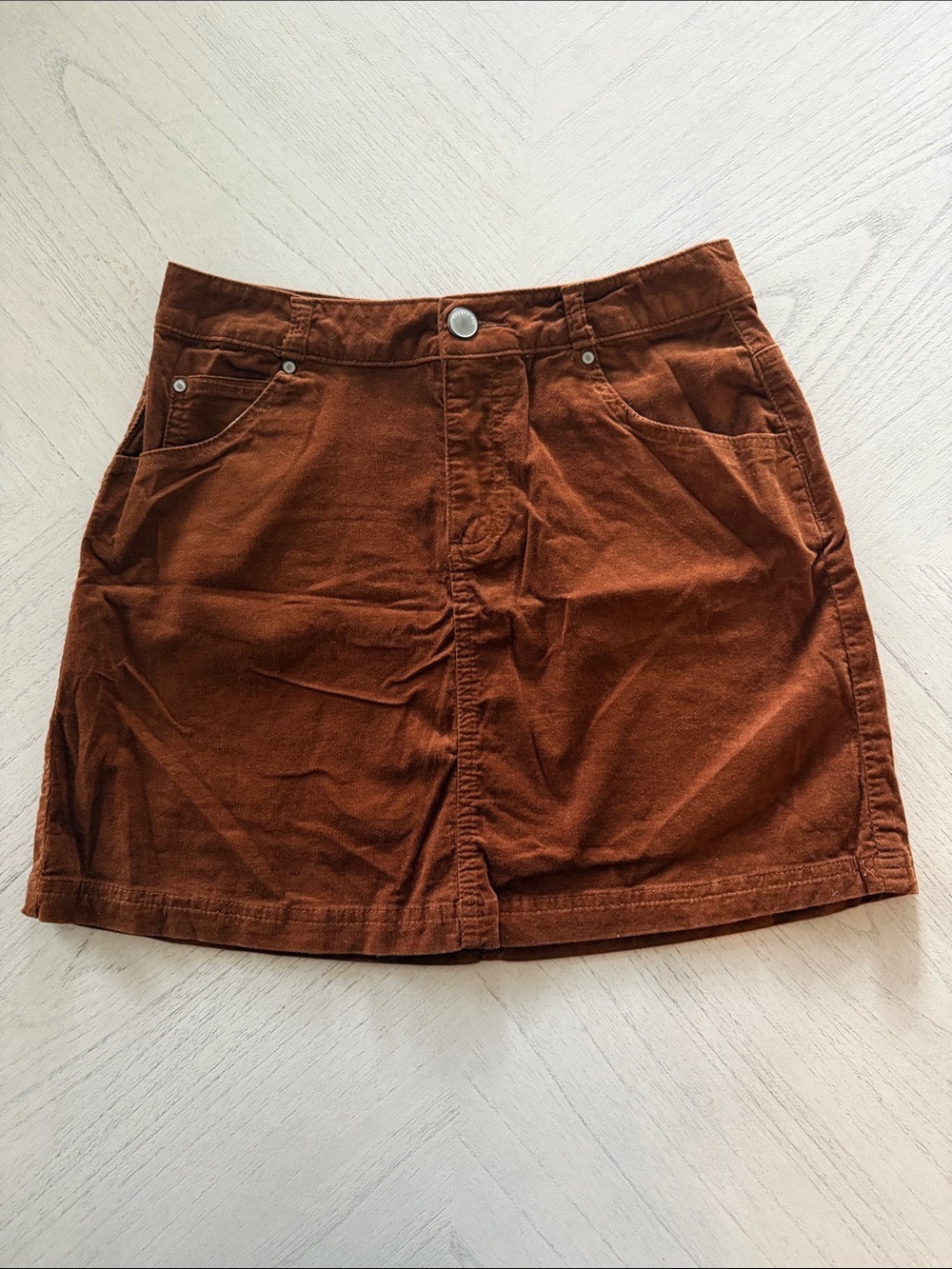 Copper Key Rust Orange Corduroy Mini Skirt - Size M-  [PH1118]